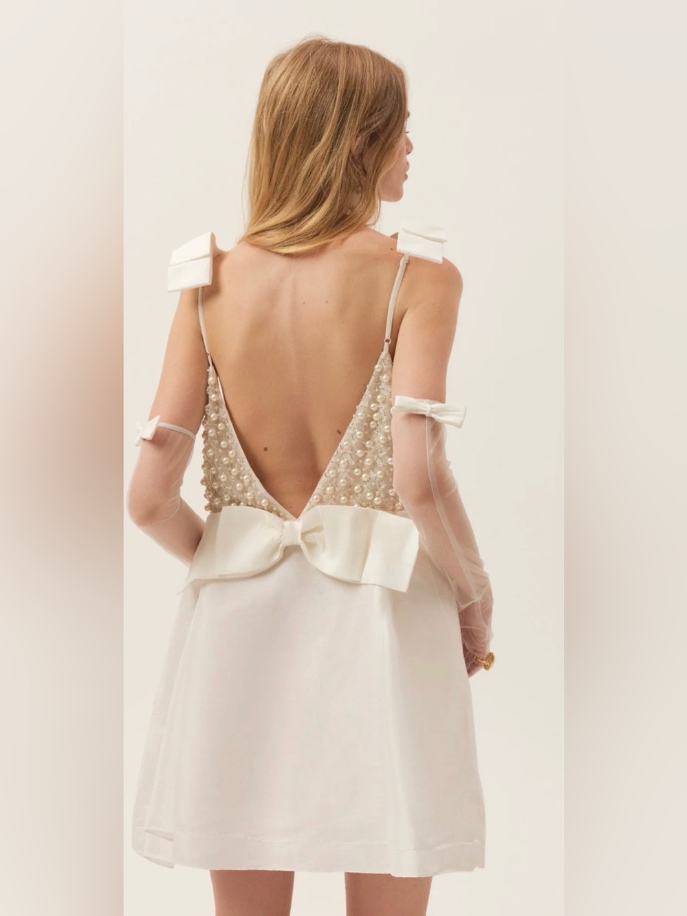 For Love And Lemons Pearly Bow Mini Dress - Picture 3 of 14